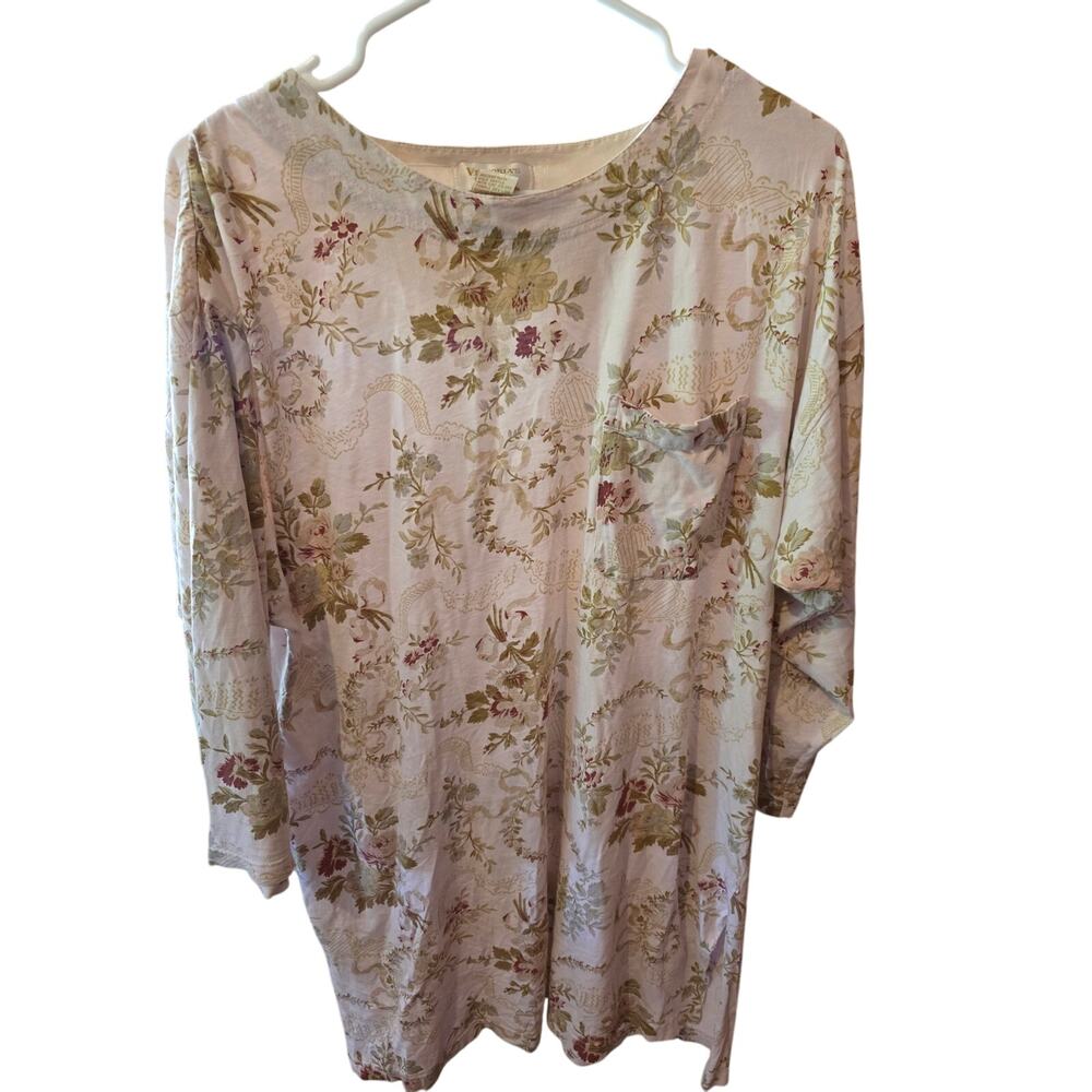 Vintage Victoria's Secret Pajama Dress M Womens White Floral Cotton Coquette